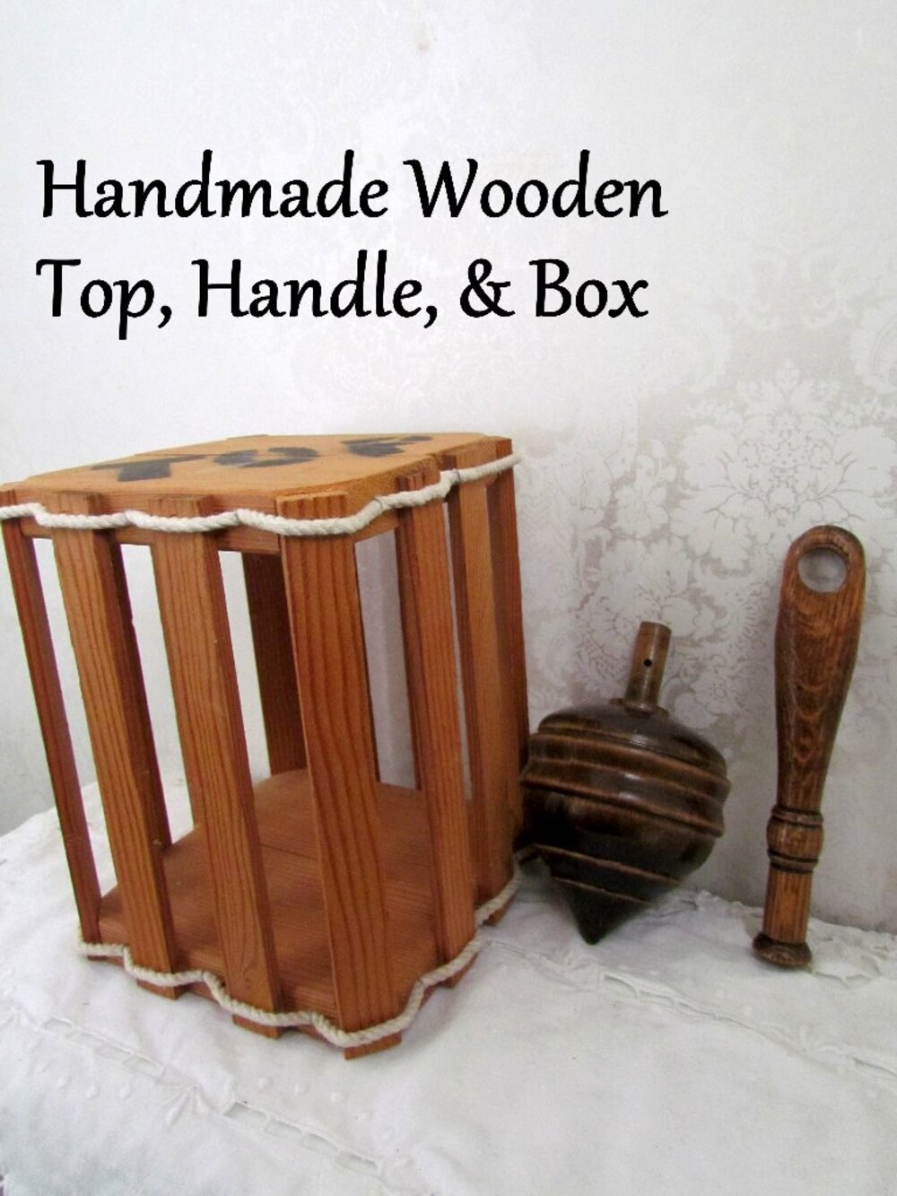 WOODEN TOY TOP, ORIGINAL HAND CRAFTED w BOX - EXCELLENT GIFT, NWOT
